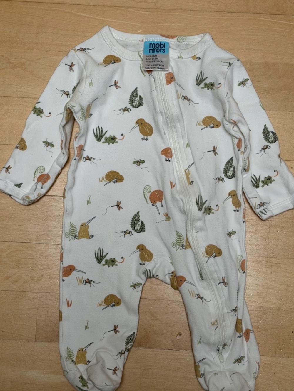 Mobi Minors Footie Pajamas with Kiwi Birds from New Zealand 0-3M